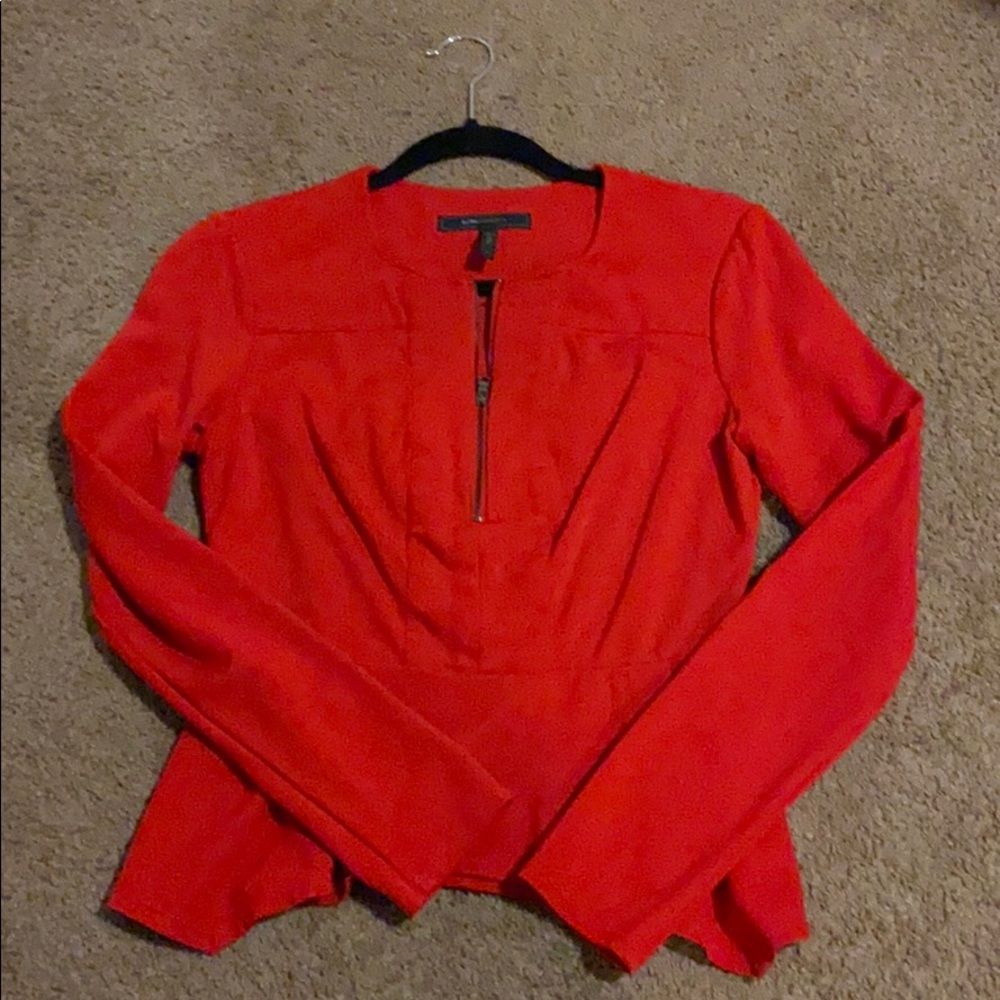 Red peplum BCBG top.
